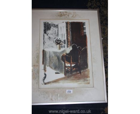 A limited edition Print by Virginia Powell, labelled verso for The Maclean Gallery, London entitled 'Figure by a Table Vase o