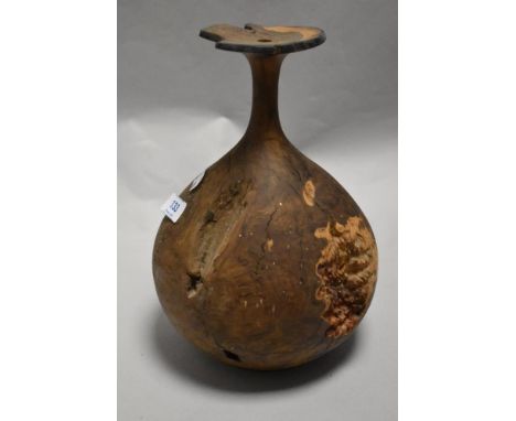 A vintage Camberra burr wood turned lamp base dated 1988.