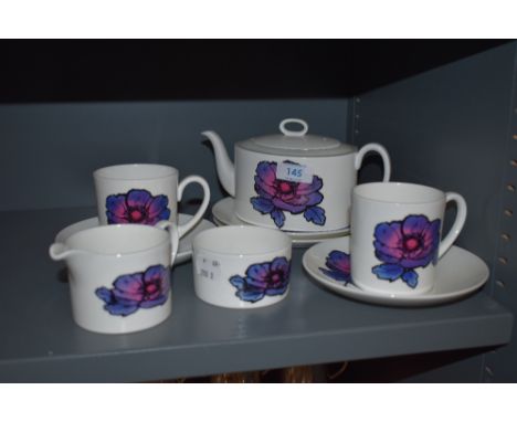 A vintage Wedgwood Susie Cooper Blue Anemone pattern part tea service.