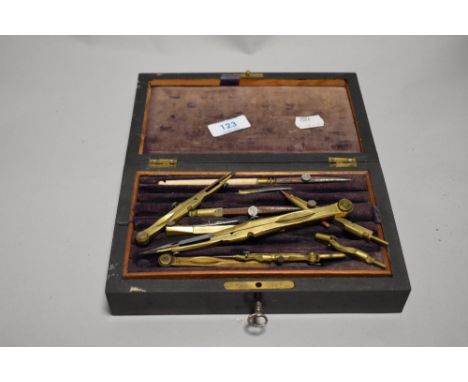 A late Victorian Geometry set in a mahogany case.