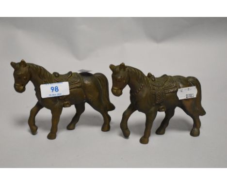 A pair of bronze cast Tang style horse figure studies.