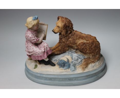 A LARGE LATE 19TH CENTURY PARION FIGURE BY ROBINSON AND LEADBETTER entitled 'A Sketch From Nature', modelled as a young girl 