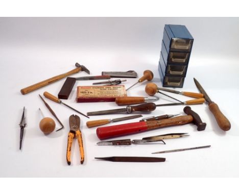A group of jewellery making tools and jewellery fittings, stones etc. 
