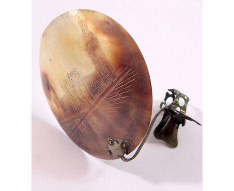 An antique shell light clip engraved Houses of Parliament 