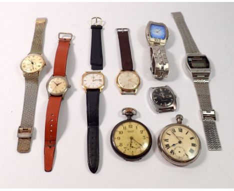 A group of gentleman's wristwatches including a Lunesa Incabloc, Xernus, Rotary etc plus Ingersoll and Services army pocket w