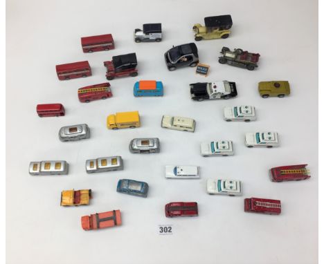 Quantity of Mixed Loose Cars and Vehicles including Corgi Juniors, Matchbox- Service Vehicles, Coaches, Buses, Vintage Vehicl