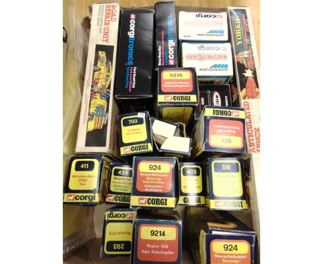 TWENTY-ONE ASSORTED EMPTY CORGI MODEL BOXES  most circa 1970s-80s.