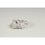 A silver panther head ring size P in a box.