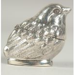 A Stirling silver bird box, 4cm.