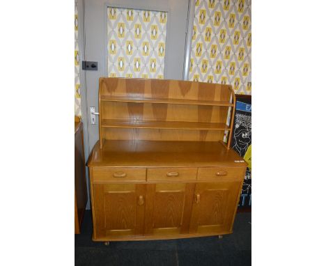 Retro Light Oak Sideboard with Attached Plate Rack by Priory