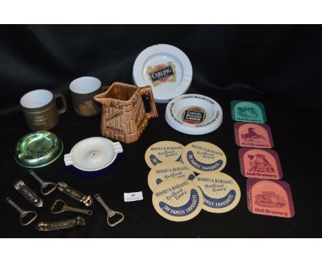 Brewery Collectables including Old Bushmills Whisky Jug, Hull Brewery and Moors &amp; Robson Beer Mats etc 