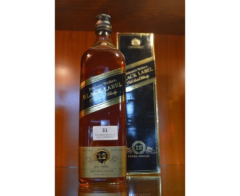 1 Litre Bottle of Johnnie Walker Black Label 12 Year Old Scotch Whisky with Original Box