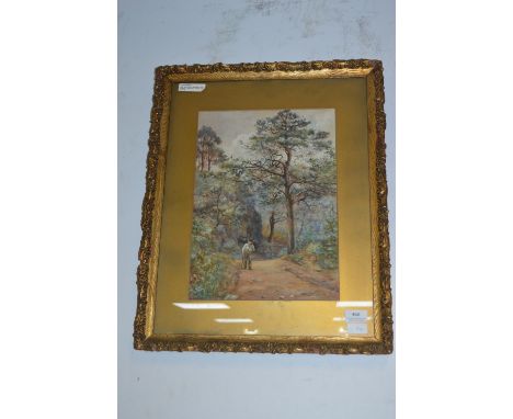 Gilt Framed Watercolour by Amy Dora Percy 1885 Stick Gatherer