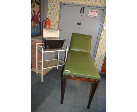 Retro Medical Trolley, Vintage Steriliser &amp; Green Vinyl Folding Examination Couch 