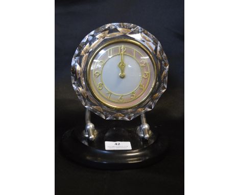 Chrome and Brass Mantel Clock