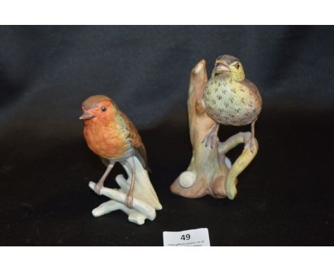 Goebels Figure of a Robin &amp; Crown Staffordshire Song Thrush by J Bromley