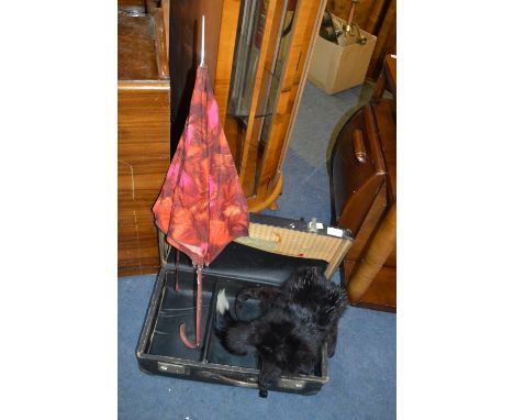 Old Suitcase, Parasol &amp; Fur Tippet