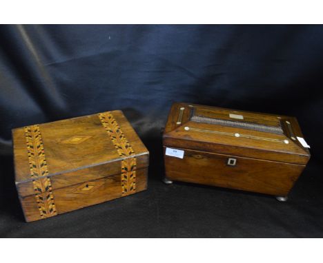 Two Inlaid Wooden Boxes - Tea Caddy and Sewing Box