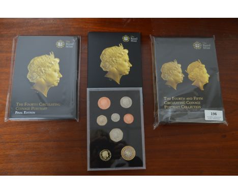 Three Royal Mint 4th &amp; 5th Circulating Coinage Portrait Coin Collection Proof Sets