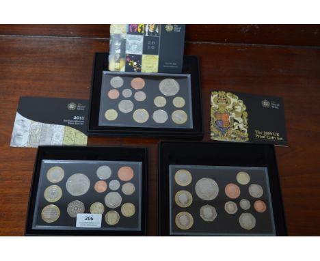 Three Royal Mint UK Proof Coin Set 2009, 2010 &amp; 2011