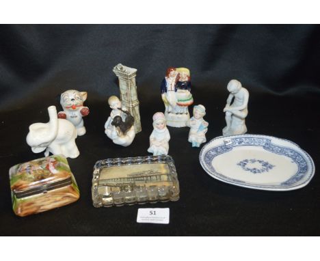 Ceramic Ornaments Including Parian Ware Figure, Bonzo Coffee Shaker etc