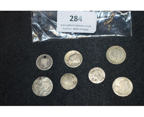 Victoria &amp; Other Silver Sixpences etc - Worn Condition