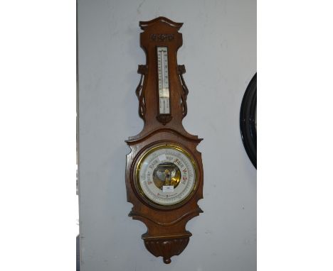 Oak Framed Aneroid Barometer