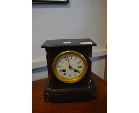 Black Slate Mantel Clock with Marble Detail