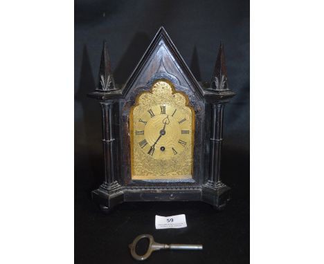 Gothic Mantel Clock with Key - Missing Glass