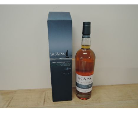 A bottle of Scapa The Orcadian 16 Year Old Single Malt Scotch Whisky, 40% vol, 70cl, in card box
