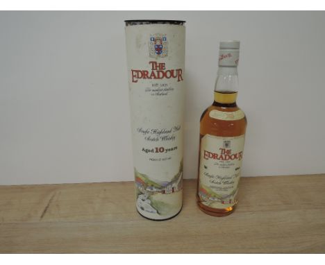 A bottle of 1980's The Edradour 10 Year Old Single Highland  Malt Scotch Whisky, 40% vol, 70cl, in card tube