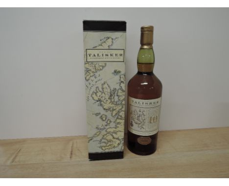 A bottle of 1990's Talisker 10 Year Old Single Malt Scotch Whisky, 45.8% vol, 1 Litre, old map label, in card box