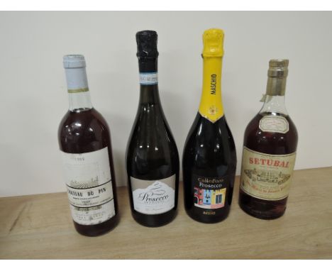 Four bottles of Wine, Jose Maria Da Fonseca Setubal Desert Wine, aged 5 Years, 18% vol, 750ml, 1982 Chateau Du Pin Sweet Wine