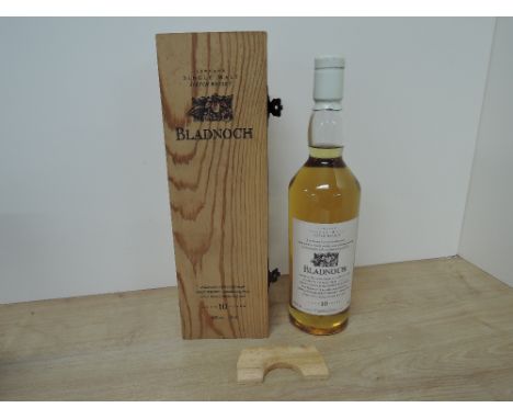 A bottle of Bladnoch 10 Year Old Flora and Fauna Lowland Single Malt Scotch Whisky, 43% vol, 70cl, in wooden display box