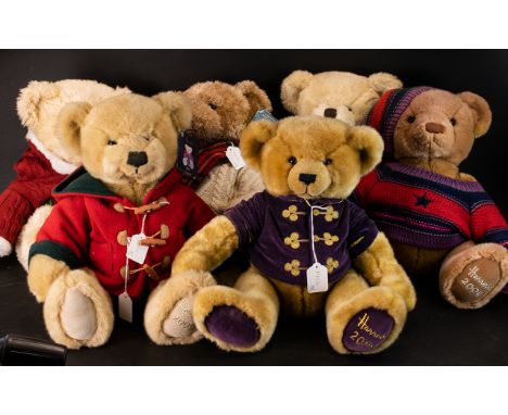 A Large Collection Of Harrods Christmas Teddy Bears ( 6 ) In total, Each a limited edition from various years, each with orig