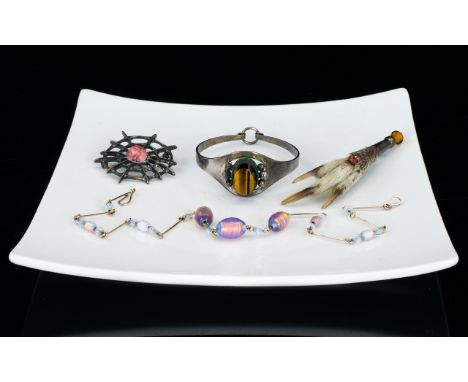 A Vintage David Andersen Sterling Silver Modernist Spiders Web Brooch And Erik Granit & Co Finnish Bangle Two wonderful piece