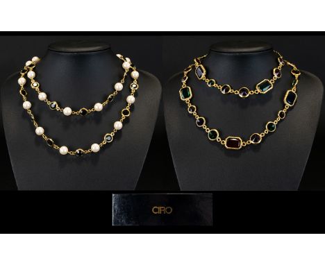 Ciro - Jewellery Gold Plated Vintage Multi - Colour Stone Set Necklaces ( 2 ) of Attractive Form, The First Necklace Rim Set 