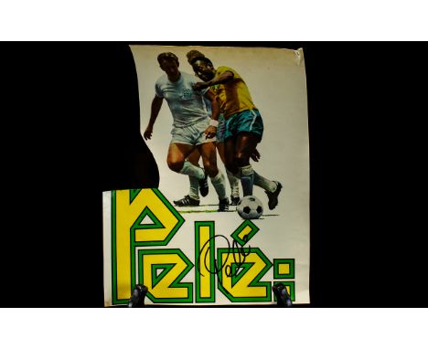 Pele - Football Legend Brazil - His Autograph on Part Book Cover - Nice Item. 