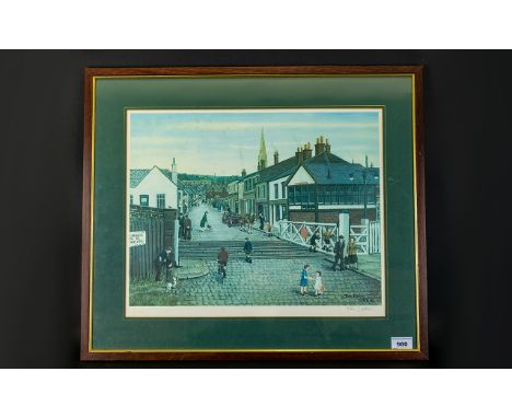 Tom Dodson 1910 - 1991 Artist Pencil Signed Ltd and Numbered Edition Colour Lithograph Print - Titled ' The Level Crossing ' 