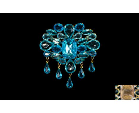 A Vintage Czech Crystal Set Raindrop Statement Brooch By Lilien Wonderful multi-crystal brooch circa 1960's, the whole compri