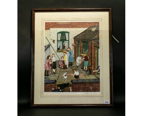 Tom Dodson 1910 - 1991 Artist Pencil Signed Ltd and Numbered Edition Colour Lithograph - Print. Titled ' Backyard III ' Mayda