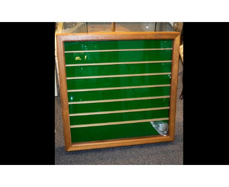 Large Vintage - Well Constructed Wooden Table Top Display Counter with Glass Panels. Divided Into 8 Compartments Suitable For