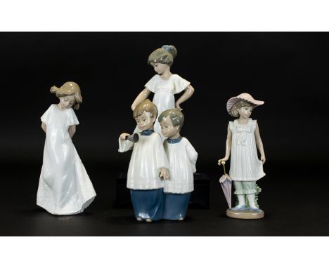 Nao by Lladro Porcelain Figurines ( 4 ) Four In Total. Various Subjects and Sizes. Comprises 1/ Choir Boys. 7.25 Inches HIgh.