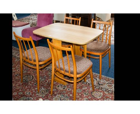 A Vintage Schrieber Dining Suite 1970's/80's Formica topped folding table and matching chairs with padded seats