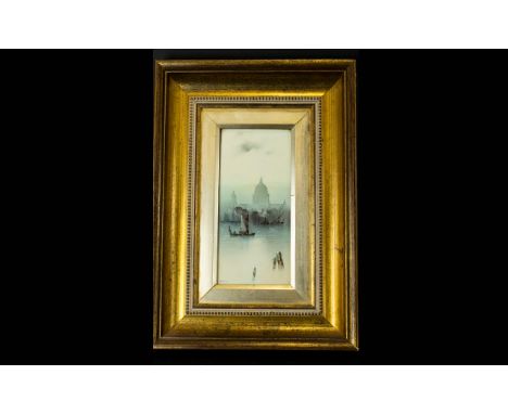 Oil On Board Titled 'St Paul's' Vintage oil on board in deep brushed gilt frame with pale gilt inner mount. Depicts a view of