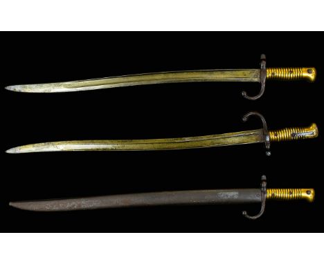 M1866 French Sabre Bayonet And Scabbard, Length 27½ Inches, Dated 1868