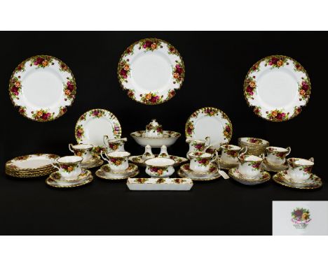 Royal Albert Old Country Rose ( 50 ) Piece Part - Tea / Dinner Service. c.1960's. Comprises 8 Trios - ( 24 ) Pieces, 8 Large 