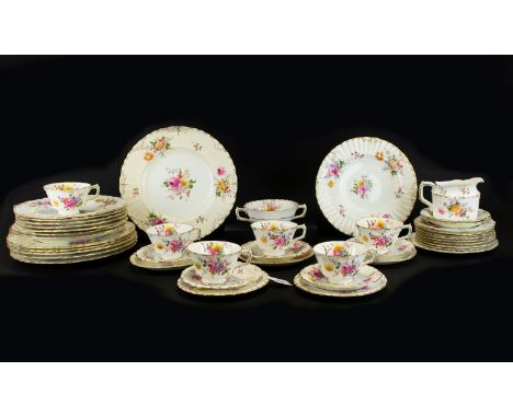 Large Quantity of Royal Crown Derby Part Tea / Dinner Service, Includes Large Plates, Medium Plates, Cups and Saucers, Two Ha