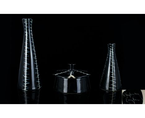 Midwinter Jessie Tait Black and White Wavy Line 4 Piece Cruet Set