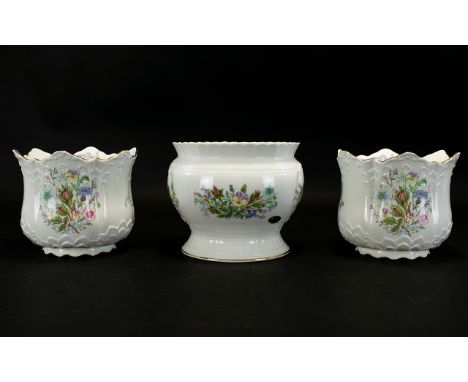 Collection of Aynsley Pottery Planters. Comprises 1/ Aynsley 235 TH Anniversary Wild Tudor Victorian Planter. Height Approx 6